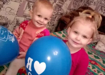 Little Daniil (left) with sister Anna..