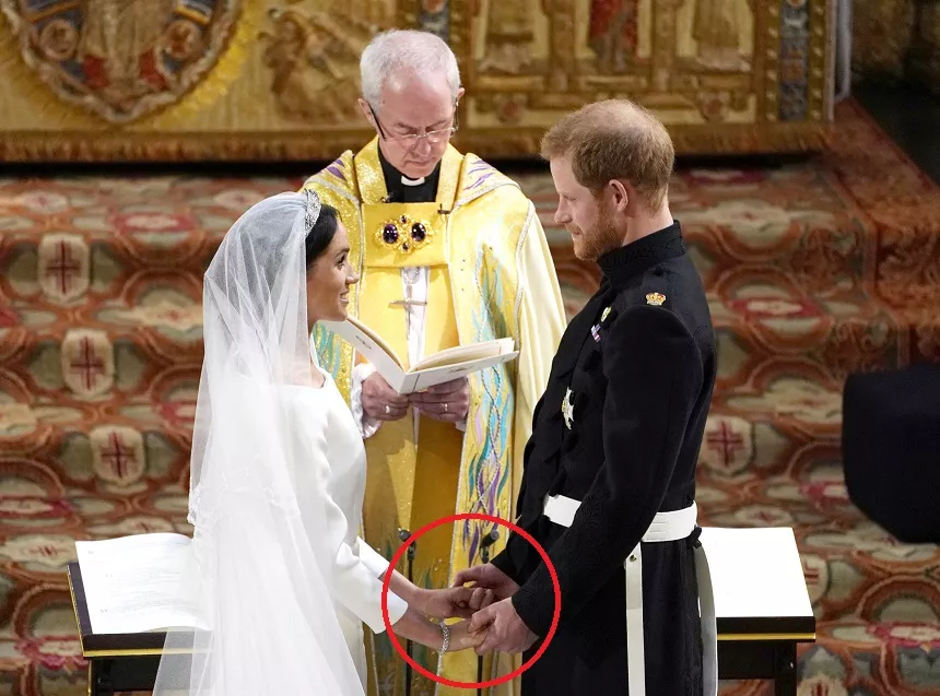 Photo Must Be Credited ©Alpha Press 073074 19/05/2018 Prince Harry and Meghan Markle with Justin Welby at St George's Chapel at Windsor Castle for their wedding.