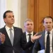 Presedintele Partidului National Liberal (PNL), Ludovic Orban (S), reactioneaza la finalul sedintei Biroului Politic National (BPN) al PNL, joi 24 octombrie 2019, la Palatul Parlamentului. ANDREEA ALEXANDRU / MEDIAFAX FOTO