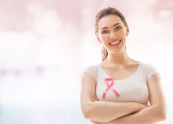 Pink ribbon for breast cancer awareness. Support people living with tumor illness.