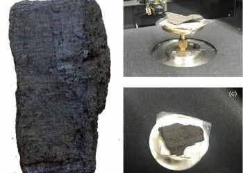 Un papirus carbonizat din Herculaneum, citit fără să fie desfăcut