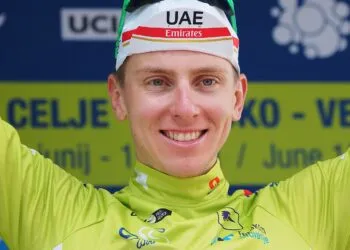 2022 Tour of Slovenia (Stage 3, Tadej Pogačar celebrating victory on Celje Castle v2)